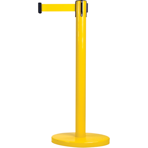 Free-Standing Crowd Control Barrier, Steel, 35" H, Yellow Tape, 7' Tape Length Cantin et fils