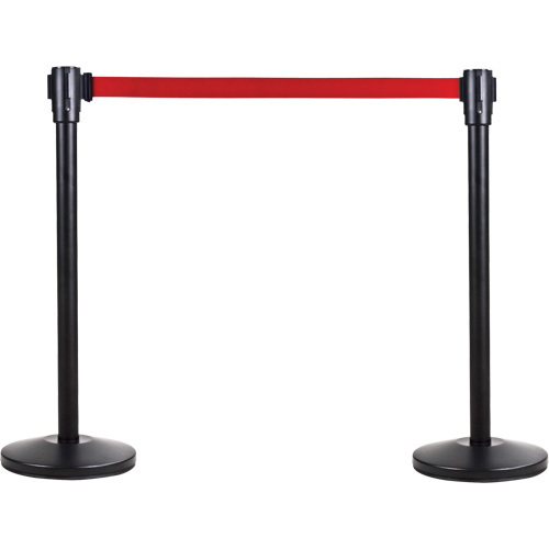Poteau r&eacute;cepteur pour barri&egrave;res sur pieds pour le contr&ocirc;le des foules, Hauteur de 35", Noir Cantin et fils
