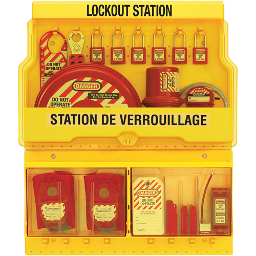 Deluxe Lockout Stations, Thermoplastic Padlocks, 32 Padlock Capacity, Padlocks Included Cantin et fils