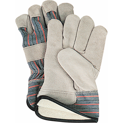 Gants d'ajusteur doubl&eacute;s pour l'hiver, Grand, Paume en Cuir de vache refendu, Doublure en Molleton de coton Cantin et fils