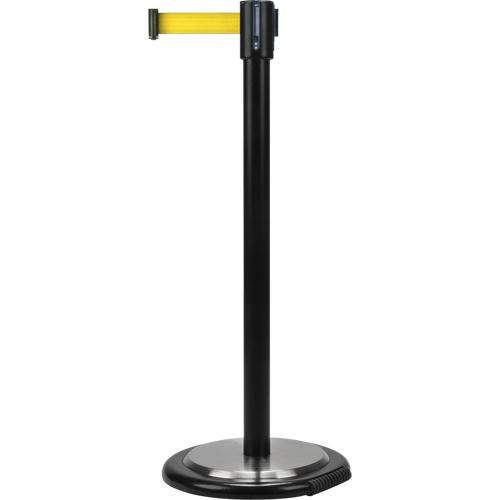 Free-Standing Crowd Control Barrier, Steel, 35" H, Yellow Tape, 7' Tape Length Cantin et fils