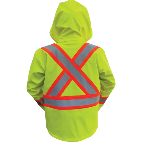 Vestes de s&eacute;curit&eacute; imperm&eacute;ables ignifuges haute visibilit&eacute; en polyur&eacute;thane, Petit, Jaune lime haute visibilit&eacute; Cantin et fils