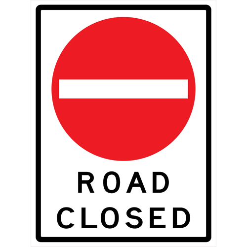 "Road Closed" Roll-Up Traffic Sign, 36" x 48", Vinyl, English with Pictogram Cantin et fils