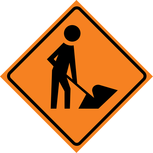 Men at Work Roll-Up Traffic Sign, 36" x 36", Vinyl, Pictogram Cantin et fils