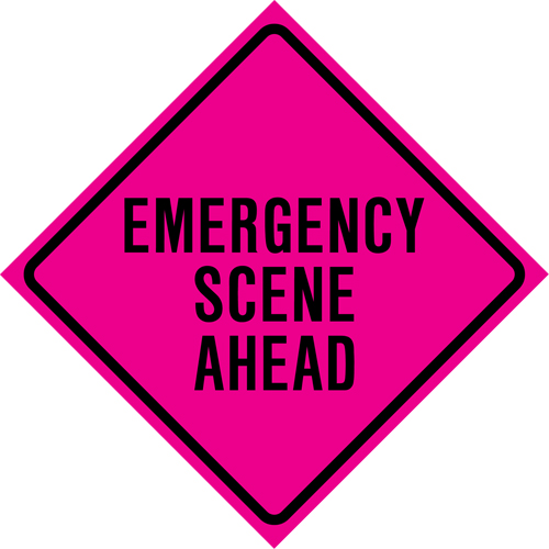 "Emergency Scene Ahead" Roll-Up Traffic Sign, 36" x 36", Vinyl, English Cantin et fils