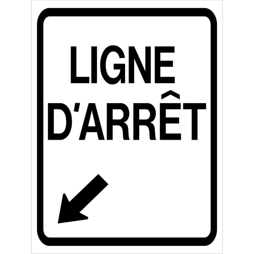 "Ligne d'Arr&ecirc;t" Roll-Up Traffic Sign, 23-3/5" x 29-1/2", Vinyl, French with Pictogram Cantin et fils