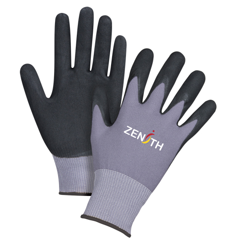 Gants ZX-1 de premi&egrave;re qualit&eacute; compatibles avec les &eacute;crans tactiles, 10/T-Grand, R&ecirc;vetement Nitrile/Mousse de nitrile, Calibre 15, Enveloppe en Nylon Cantin et fils