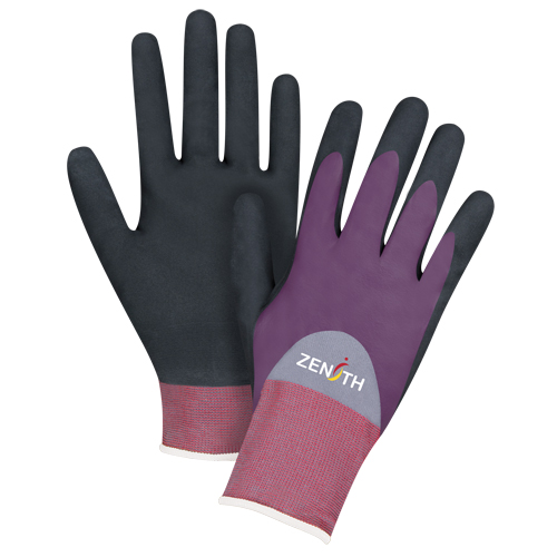 Gants enduits de premi&egrave;re qualit&eacute; ZX-2, 8/Moyen, R&ecirc;vetement Nitrile/Mousse de nitrile, Calibre 18, Enveloppe en Nylon Cantin et fils