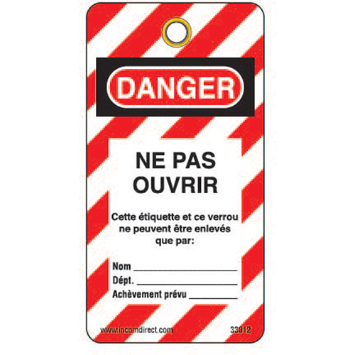 &eacute;tiquettes de verrouillage, Plastique, 3" la x 5-3/4" h, Français Cantin et fils