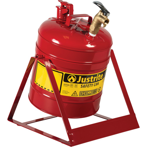 Bidon avec robinet s&eacute;curitaires pour laboratoires, Type I, Acier, 5 gal. US, Rouge, Homologu&eacute; FM Cantin et fils