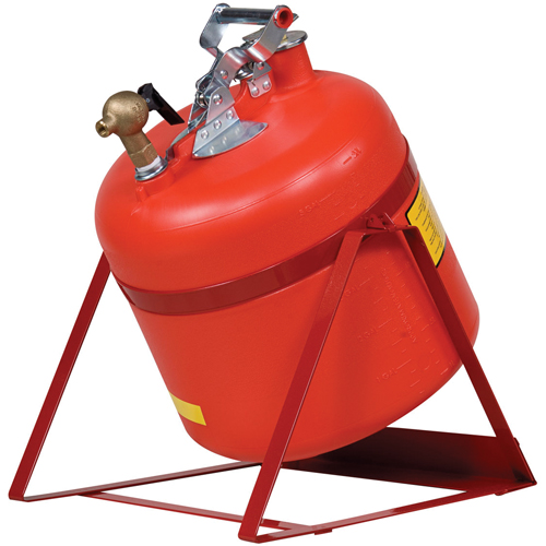 Bidon avec robinet s&eacute;curitaires pour laboratoires, Type I, Acier, 5 gal. US, Rouge, Homologu&eacute; FM Cantin et fils