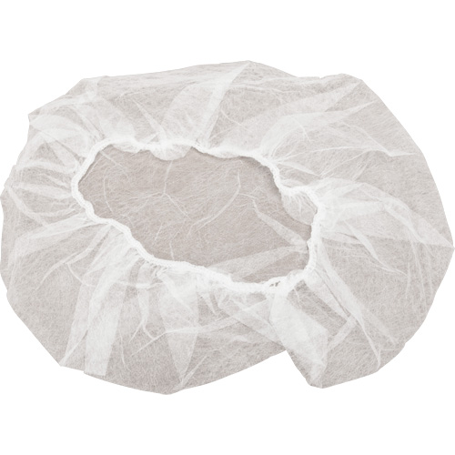 Non-Woven Bouffant Caps, Polypropylene, 21"/Large, White Cantin et fils