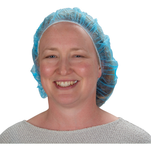 Non-Woven Bouffant Caps, Polypropylene, 21"/Large, Blue Cantin et fils