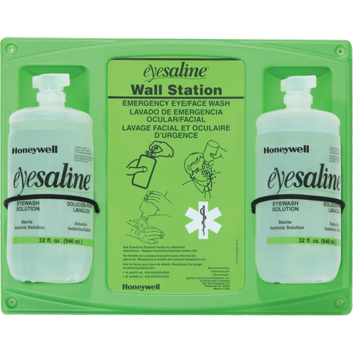 Support mural pour solution saline de douche oculaire, Double Cantin et fils