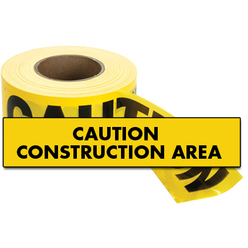 Standard Barricade Tape, English, 3" W x 1000' L, 2 mils, Black on Yellow Cantin et fils
