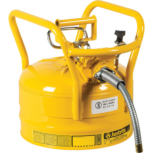 D.O.T. AccuFlow Safety Cans, Type II, Steel, 2.5 US gal., Yellow, FM Approved Cantin et fils