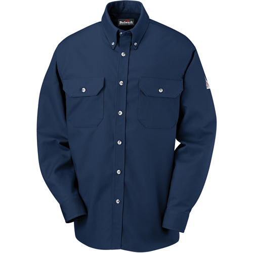 Flame-Resistant Cool Touch&reg; 2 Button Front Deluxe Shirts, Small, Navy Blue Cantin et fils
