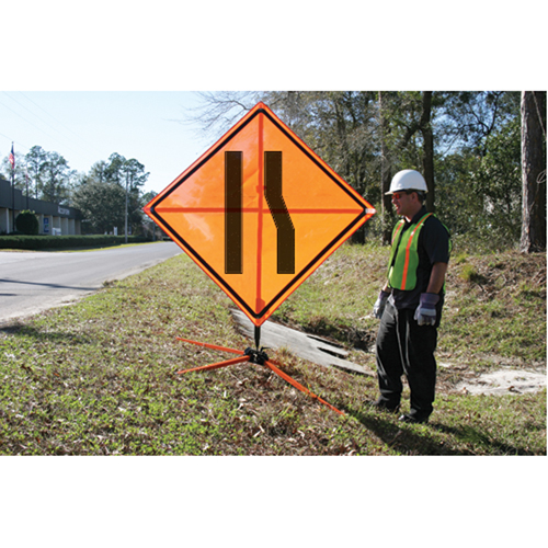 Panneau de construction enroulable - Tilt-Adjust prenez la voie de gauche, 36" x 36", Vinyle, Pictogramme Cantin et fils
