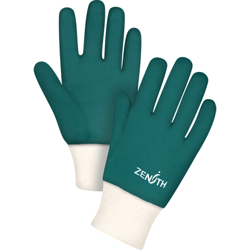 Double Dipped Green Gloves, 10" L, PVC, Cotton Jersey Inner Lining, 70-mil Cantin et fils