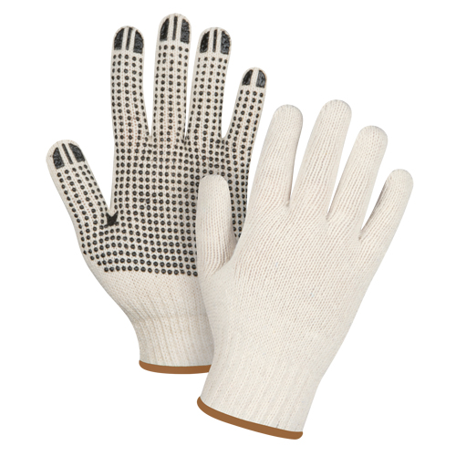 Gants l&eacute;gers tricot&eacute;s &agrave; pois, Poly/coton, Un c&ocirc;t&eacute;, Calibre 7, Grand Cantin et fils