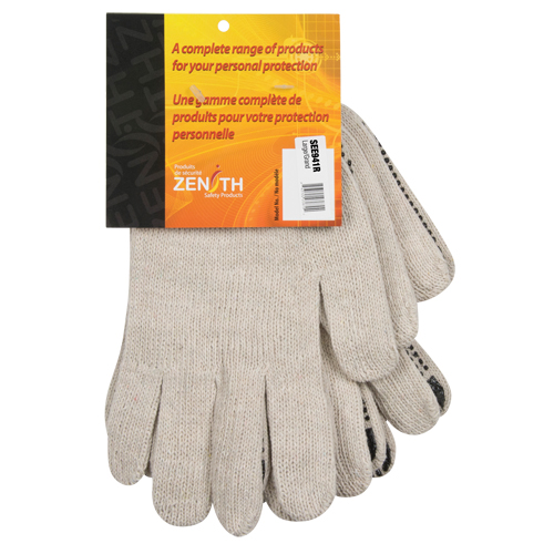 Heavyweight Dotted String Knit Gloves, Poly/Cotton, Single Sided, 7 Gauge, Large Cantin et fils