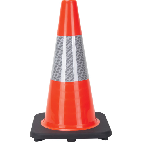 C&ocirc;ne de signalisation, 18", Orange, Bande(s) r&eacute;fl&eacute;chissante(s) 6" Cantin et fils
