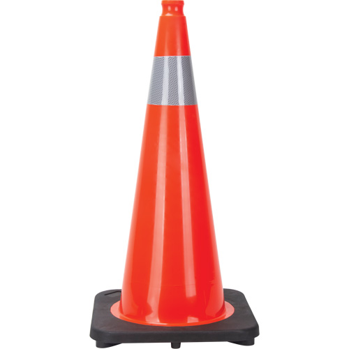 C&ocirc;ne de signalisation, 28", Orange, Bande(s) r&eacute;fl&eacute;chissante(s) 4" Cantin et fils