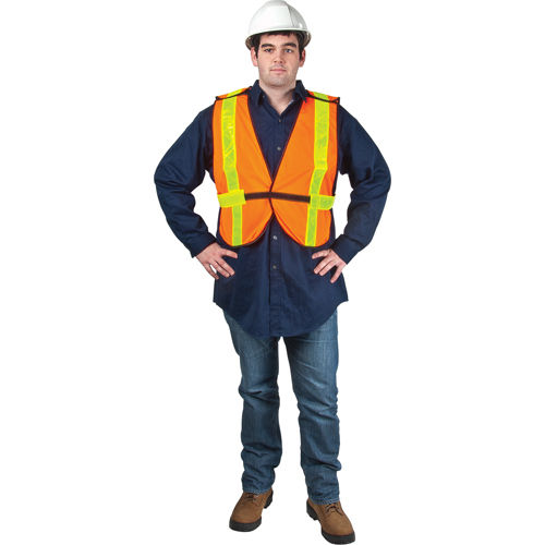 Veste de s&eacute;curit&eacute; d'usage standard, Orange haute visibilit&eacute;, Moyen, Polyester Cantin et fils