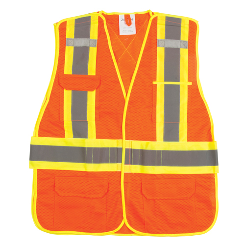 CSA Compliant High Visibility Surveyor Vest, High Visibility Orange, Medium, Polyester Cantin et fils