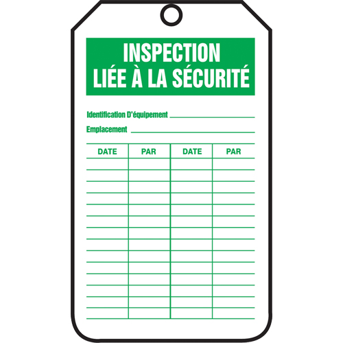 Inspection Tags, Cardstock, 3-1/8" W x 5-7/8" H, French Cantin et fils