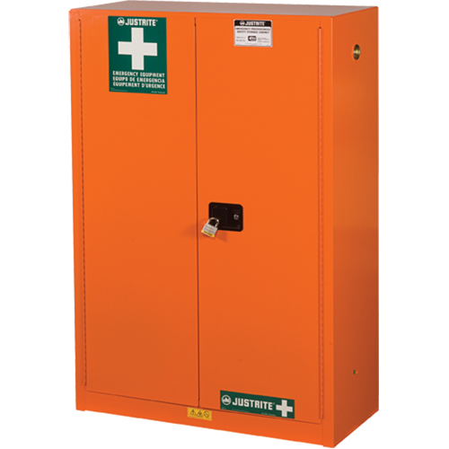Emergency Preparedness Storage Cabinets, Steel, 4 Shelves, 65" H x 43" W x 18" D, Orange Cantin et fils