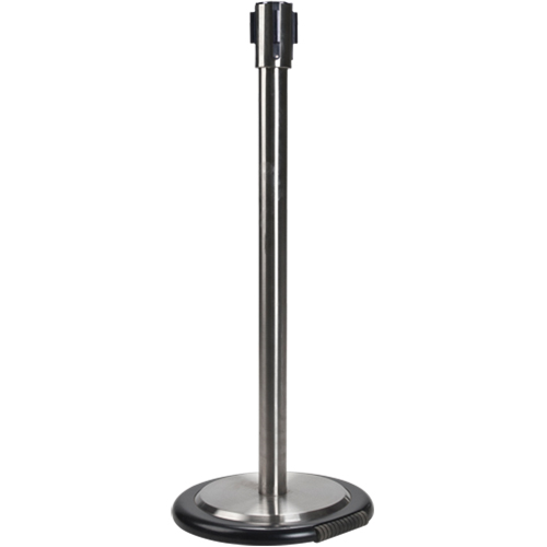 Poteau r&eacute;cepteur pour barri&egrave;res sur pieds pour le contr&ocirc;le des foules avec roues, Hauteur de 35", Acier inoxydable Cantin et fils