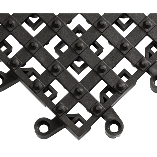 ErgoDeck&reg; Matting With Integrated No-Slip Cleats No. 553, PVC, 1-1/2' W x 1-1/2' L, 7/8" Thick, Black Cantin et fils