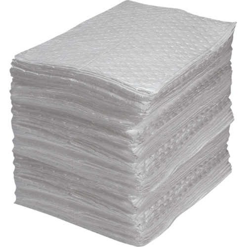 Industrial-Grade Fine Fibre Sorbent Pads, Oil Only, 15" x 17", 40 gal. Absorbancy Cantin et fils