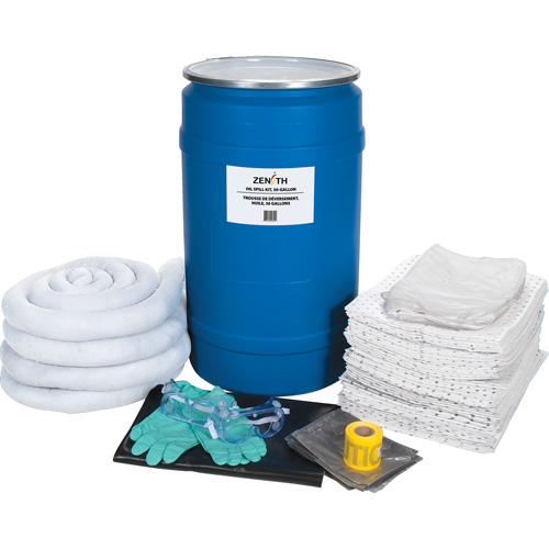 Trousse de lutte contre les d&eacute;versements, Huile seulement, Baril, Absorbance de 30 gal. US Cantin et fils