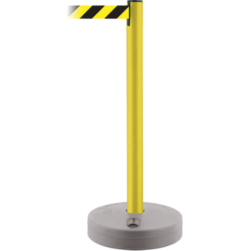 Outdoor TensaBarrier&reg; Barrier Post, Plastic, 37" H, Black/Yellow Tape, 13' Tape Length Cantin et fils