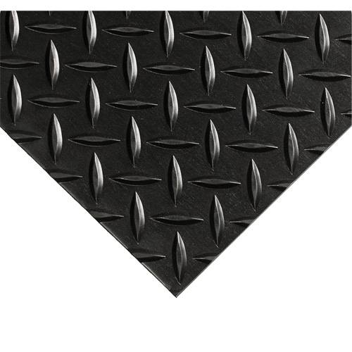 Diamond-Plate Switchboard Matting No.701, 4' W x 20' L, 1/4" Thickness, Black, PVC Cantin et fils