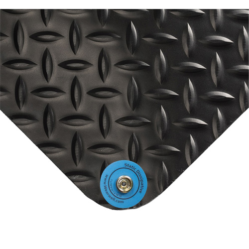 Tapis conducteur d'&eacute;lectricit&eacute; no 786, 2' la x 3' lo x 15/16" &eacute;p, PVC, Losange, Noir Cantin et fils