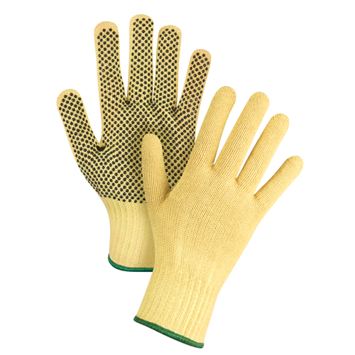 Gants tricot&eacute;s sans couture &agrave; pois, Taille Moyen/8, Calibre 7, Rev&ecirc;tement PVC, Enveloppe en Kevlar, ASTM ANSI niveau A2/EN 388 niveau 3 Cantin et fils