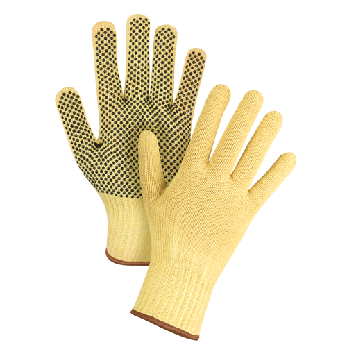 Gants tricot&eacute;s sans couture &agrave; pois, Taille Grand/9, Calibre 7, Rev&ecirc;tement PVC, Enveloppe en Kevlar, ASTM ANSI niveau A2/EN 388 niveau 3 Cantin et fils