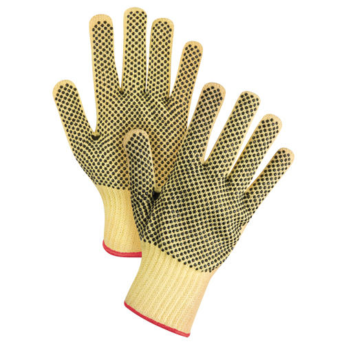 Gants tricot&eacute;s deux c&ocirc;t&eacute;s, sans couture, &agrave; pois, Taille Petit/7, Calibre 7, Rev&ecirc;tement PVC, Enveloppe en Kevlar, ASTM ANSI niveau A2/EN 388 niveau 3 Cantin et fils