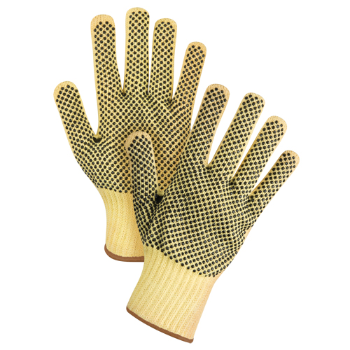 Gants tricot&eacute;s deux c&ocirc;t&eacute;s, sans couture, &agrave; pois, Taille Grand/9, Calibre 7, Rev&ecirc;tement PVC, Enveloppe en Kevlar, ASTM ANSI niveau A2/EN 388 niveau 3 Cantin et fils