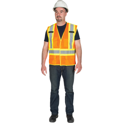 Veste de s&eacute;curit&eacute; d&eacute;tachable en cinq points de premi&egrave;re qualit&eacute;, Orange haute visibilit&eacute;, Grand/T-Grand, Polyester Cantin et fils