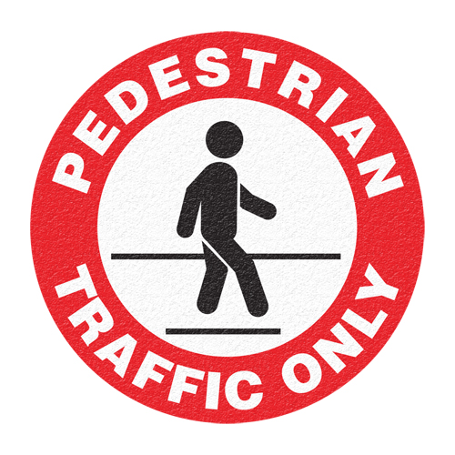 Panneau de signalisation au sol  Pedestrian Traffic Only , Adh&eacute;sif, Anglais avec pictogramme Cantin et fils