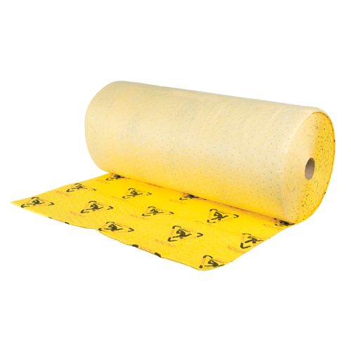 Rouleaux d'avertissement de premi&egrave;re qualit&eacute; - absorbants haute visibilit&eacute;, Lourd, 150' lo x 36" la, Absorption 57 gal. Cantin et fils