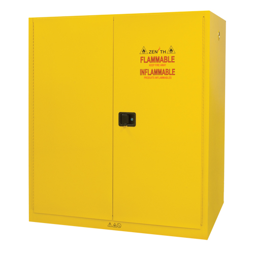 Vertical Drum Storage Cabinet, 110 US gal. Cap., 2 Drums, Yellow Cantin et fils