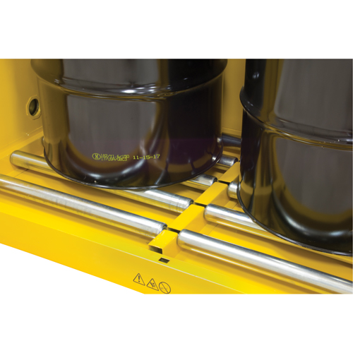 Vertical Drum Storage Cabinet, 110 US gal. Cap., 2 Drums, Yellow Cantin et fils