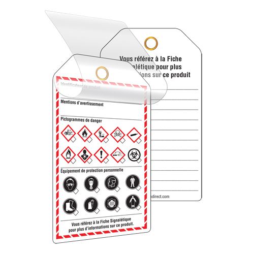 &eacute;tiquettes auto-plastifiantes pour le milieu de travail, Papier cartonn&eacute;, 3-3/8" la x 5-3/4" h, Français Cantin et fils