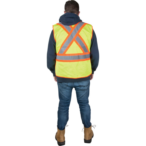 Flame-Resistant Surveyor Vest, High Visibility Lime-Yellow, Medium, Polyester Cantin et fils