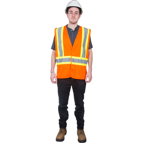 Veste de s&eacute;curit&eacute; pour la circulation, Orange haute visibilit&eacute;, Moyen, Polyester Cantin et fils